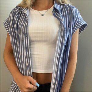 Blue Striped Button Up Blouse